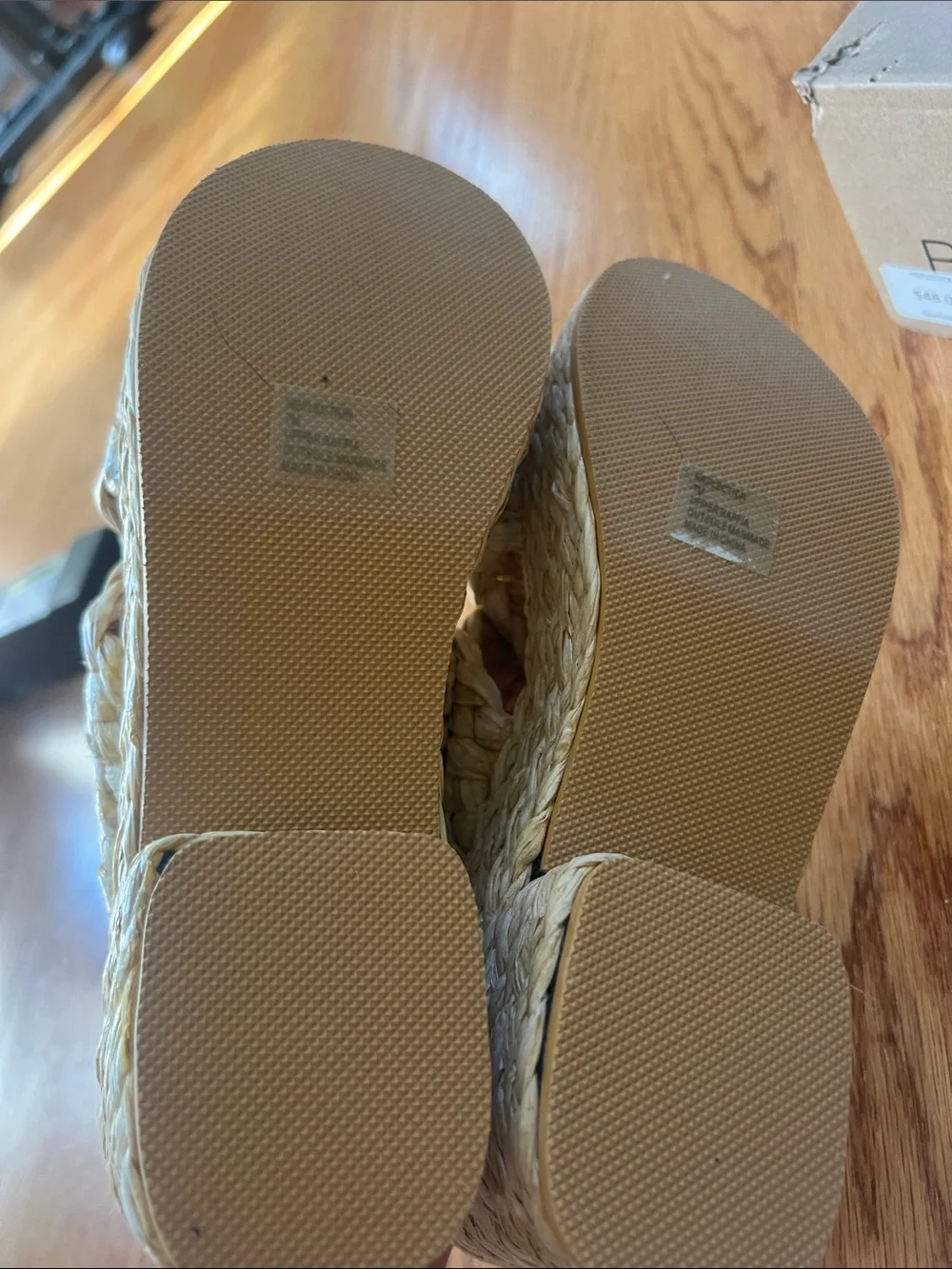 Beach by Matisse Natural Woven Rafia Braided Platform Slide Sandals 7 New in Box - Picture 7 of 8